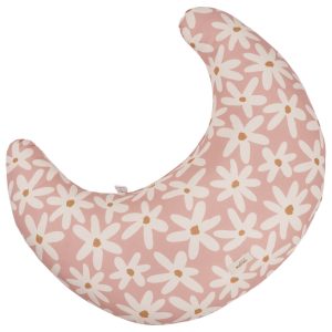 Malomi Kids Růžový bavlněný kojicí polštář Blush Daisies 62 cm  - Výška55 cm- Šířka 62 cm