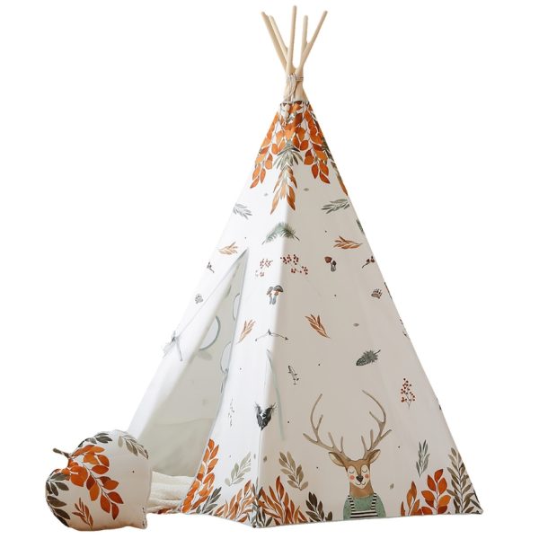 Moi Mili Barevný bavlněný teepee stan Forest friends 170 x 130 cm  - Výška170 cm- Šířka 130 cm