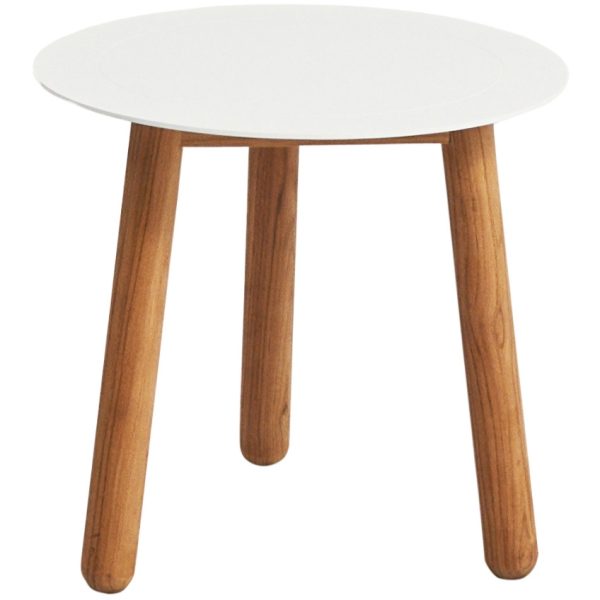 Bílý hliníkový zahradní odkládací stolek No.118 Mindo 50 cm  - Výška45 cm- Průměr 50 cm