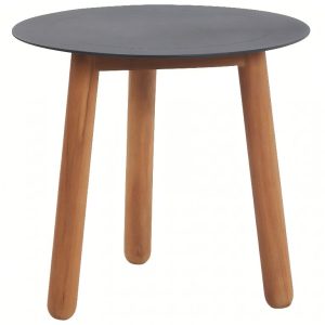 Šedý hliníkový zahradní odkládací stolek No.118 Mindo 50 cm  - Výška45 cm- Průměr 50 cm