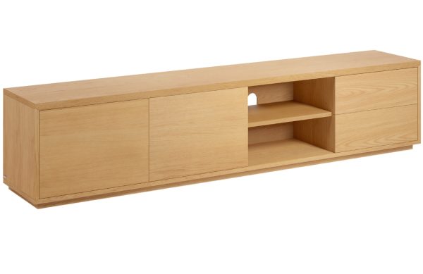 Dubový TV stolek Kave Home Abilen 200 x 36 cm  - Výška44 cm- Šířka 200 cm