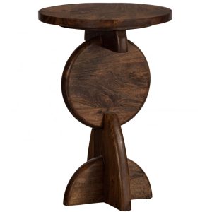 Hoorns Hnědý dřevěný odkládací stolek Norac 40 cm  - Výška60 cm- Průměr 40 cm