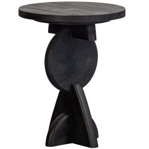 Hoorns Černý dřevěný odkládací stolek Norac 40 cm  - Výška52 cm- Průměr 40 cm