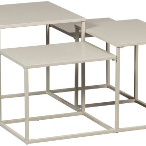 Hoorns Světle šedý kovový konferenční stolek Ida 75 x 75 cm  - Výška42/38/34/30 cm- Šířka 45/30/45/30 cm