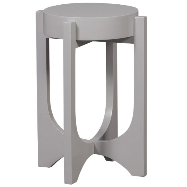 Hoorns Světle šedý dřevěný odkládací stolek Upco 35 cm  - Výška51 cm- Průměr 35 cm