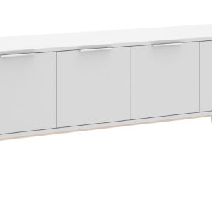Bílý lakovaný TV stolek Marckeric Campus II. 140 x 40 cm  - Výška53 cm- Šířka 140 cm