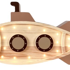 Peekaboo Barevná dřevěná dětská LED lampa Ponorka II. 40 cm  - Výška24