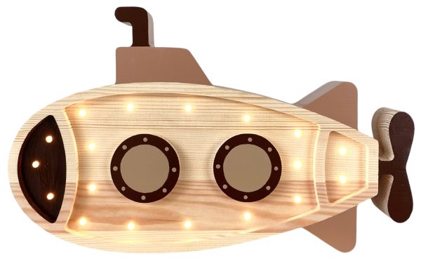 Peekaboo Barevná dřevěná dětská LED lampa Ponorka II. 40 cm  - Výška24