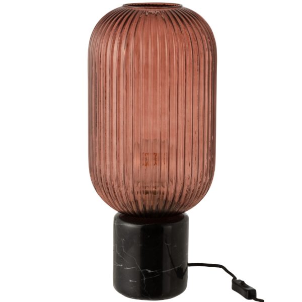 Červená skleněná stolní lampa J-line Rufo II.  - Výška46 cm- Průměr 20 cm