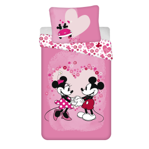 Jerry Fabrics Povlečení z mikrovlákna 140x200 + 70x90 cm - Mickey a Minnie "Love micro"  - Rozměr140 x 200 cm- Barva Růžové