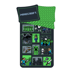 Jerry Fabrics Bavlněné povlečení 140x200 + 70x90 cm - Minecraft Survival Mode  - MateriálBavlna- Barva Zelené