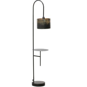 Hoorns Černo zlatá kovová stojací lampa Bessie 160 cm  - Výška160 cm- Šířka 43 cm