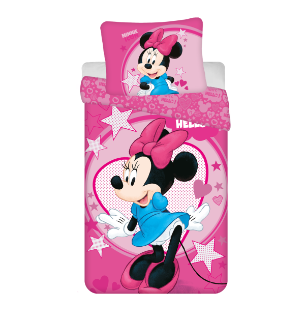 Jerry Fabrics Povlečení z mikrovlákna 140x200 + 70x90 cm - Mickey a Minnie "Hello"  - Rozměr140 x 200 cm- Barva Růžové