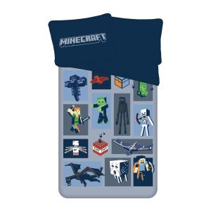 Jerry Fabrics Povlečení z mikrovlákna 140x200 + 70x90 cm - Minecraft "Emblematic"  - BarvaModré- Rozměr 140 x 200 cm