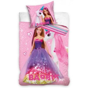 Carbotex Bavlněné povlečení 140x200 + 70x90 cm - Barbie princezna a jednorožec  - MateriálBavlna- Rozměr 140 x 200 cm