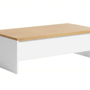 Vyklápěcí bílý konferenční stolek Kave Home Abilen 110 x 60 cm  - Výška35/49 cm- Šířka 110 cm