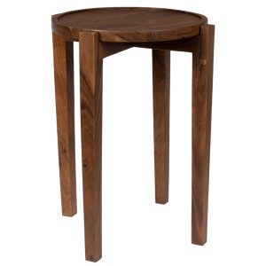 Hnědý dřevěný odkládací stolek DUTCHBONE SHANE 40 cm  - Výška50 cm- Průměr 40 cm