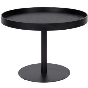 White Label Černý dřevěný odkládací stolek WLL YURI 56 cm  - Výška40 cm- Průměr 56 cm