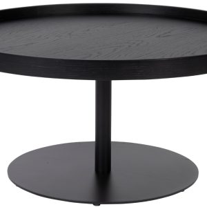 White Label Černý dřevěný konferenční stolek WLL YURI 70 cm  - Výška35 cm- Průměr 70 cm