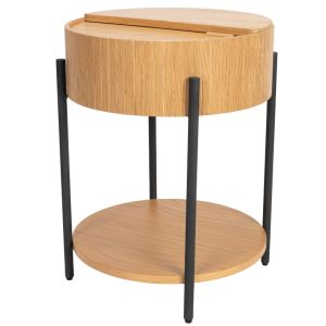 Dubový odkládací stolek ZUIVER SLIDES 45 cm  - Výška60 cm- Průměr 45 cm