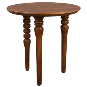 Hnědý dřevěný odkládací stolek DUTCHBONE COVE 50 cm  - Výška50 cm- Průměr 50 cm