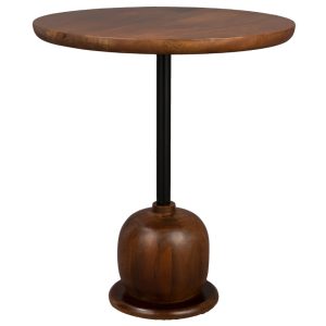 Hnědý dřevěný odkládací stolek DUTCHBONE HAZEL 45 cm  - Výška50 cm- Průměr 45 cm
