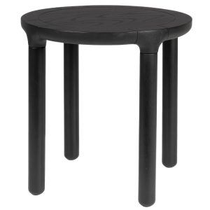 Černý dubový odkládací stolek ZUIVER STORM 45 cm  - Výška35 cm- Průměr 45 cm