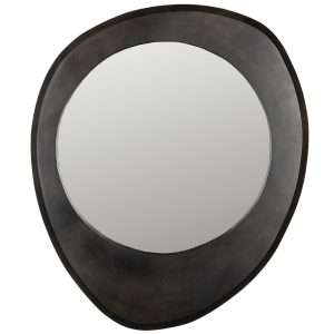 Černé dřevěné závěsné zrcadlo DUTCHBONE AREN M  - Výška71 cm- Šířka 59 cm