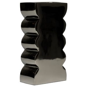 Stříbrná kovová váza ZUIVER CURVES M  - Výška27 cm- Šířka 15 cm