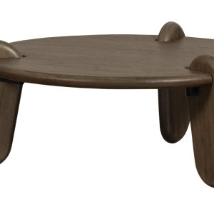Hoorns Hnědý dřevěný konferenční stolek Ruthie 100 cm  - Výška40 cm- Průměr 100 cm