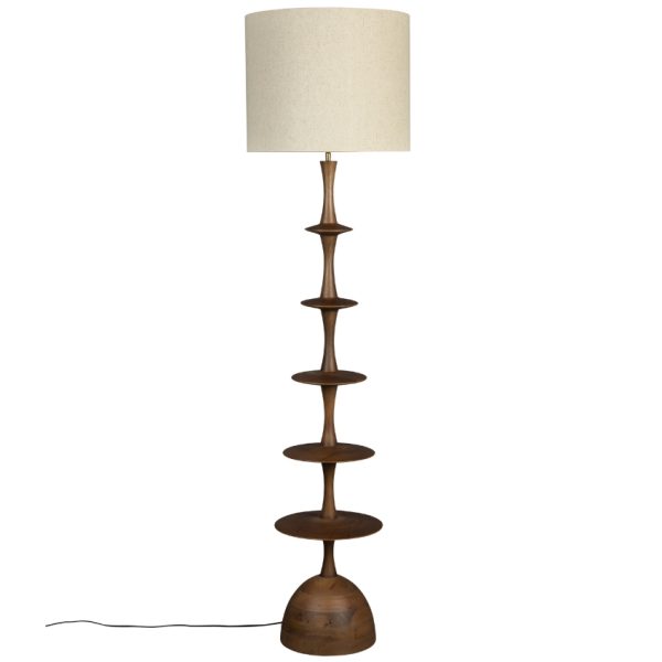 Hnědá mangová stojací lampa DUTCHBONE CATH 179 cm  - Výška179 cm- Průměr 25 cm