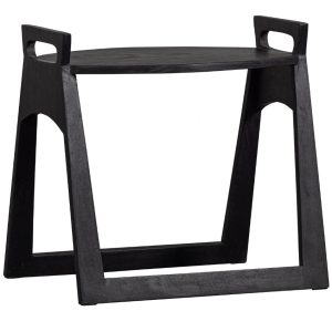 Hoorns Černý dřevěný odkládací stolek Forie 49 x 39 cm  - Výška47 cm- Šířka 49 cm