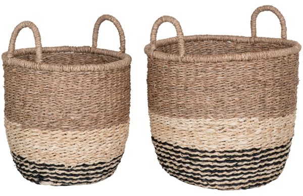 Nordic Living Set dvou hnědých košů Tamila 28/33 cm z přírodních vláken  - Výška28/31 cm- Šířka 28/33 cm