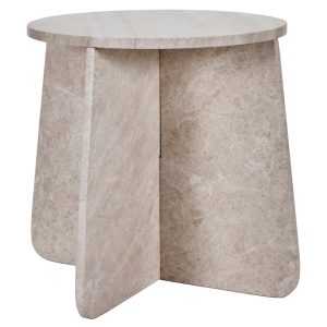 House Doctor Béžový mramorový odkládací stolek Marb 48 cm  - Průměr48 cm- Výška 40 cm