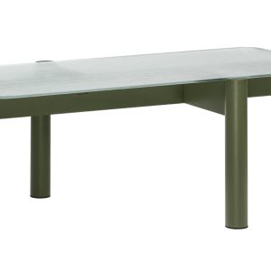 Noo.ma Skleněný konferenční stolek Kob se zelenou podnoží 116 x 61 cm  - Výška40