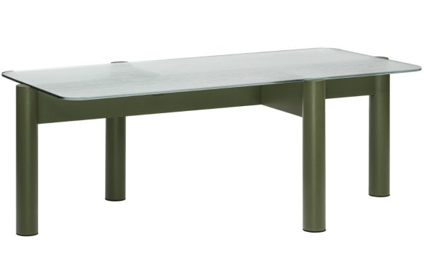 Noo.ma Skleněný konferenční stolek Kob se zelenou podnoží 116 x 61 cm  - Výška40