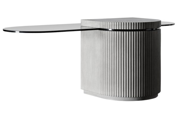 Šedý betonový konferenční stolek Lyon Béton Strut 120 x 60 cm se skleněnou deskou  - Výška45 cm- Šířka 120 cm
