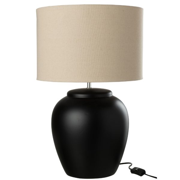 Černá keramická stolní lampa J-line Jully 47 cm  - Výška47 cm- Průměr 29 cm