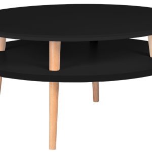 Černý lakovaný konferenční stolek RAGABA UFO 70 cm  - Výška35 cm- Průměr 70 cm