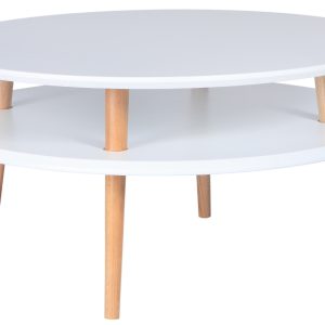 Bílý lakovaný konferenční stolek RAGABA UFO 70 cm  - Výška35 cm- Průměr 70 cm
