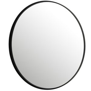 Černé kovové závěsné zrcadlo J-line Debina 60 cm  - Průměr60 cm- Hloubka 4 cm