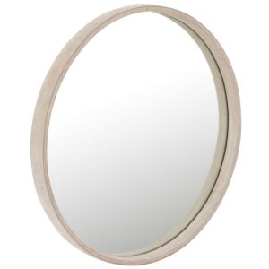 Béžové závěsné zrcadlo J-line Maxet 60 cm  - Průměr60 cm- Hloubka 3