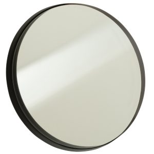 Černé kovové závěsné zrcadlo J-line Codra 30 cm  - Průměr30 cm- Hloubka 5 cm