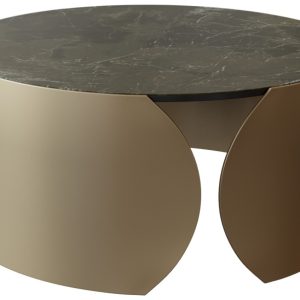 Hnědý keramický konferenční stolek Miotto Arona 80 cm  - Výška35 cm- Průměr 80 cm