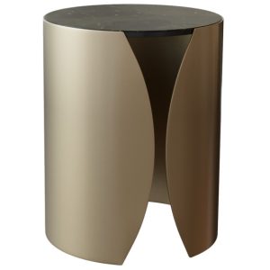 Hnědý keramický odkládací stolek Miotto Arona 40 cm  - Výška50 cm- Průměr 40 cm