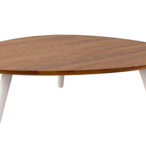 Dřevěný konferenční stolek RAGABA CONTRAST PICK 103 x 97 cm s bílou podnoží  - Výška31 cm- Šířka 103 cm