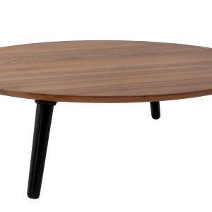 Dřevěný konferenční stolek RAGABA CONTRAST SLICE 100 cm s černou podnoží  - Výška31 cm- Průměr 100 cm
