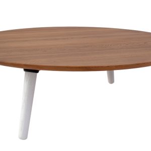 Dřevěný konferenční stolek RAGABA CONTRAST SLICE 100 cm s bílou podnoží  - Výška31 cm- Průměr 100 cm