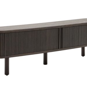 Tmavě hnědý dřevěný TV stolek Kave Home Mailen 200 x 40 cm  - Výška50 cm- Šířka 200 cm