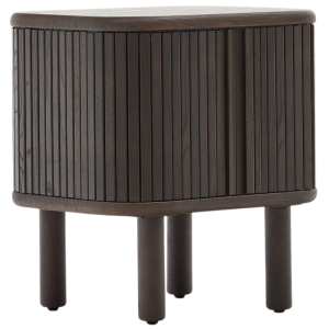 Tmavě hnědý dřevěný noční stolek Kave Home Mailen 50 x 40 cm  - Výška55 cm- Šířka 50 cm
